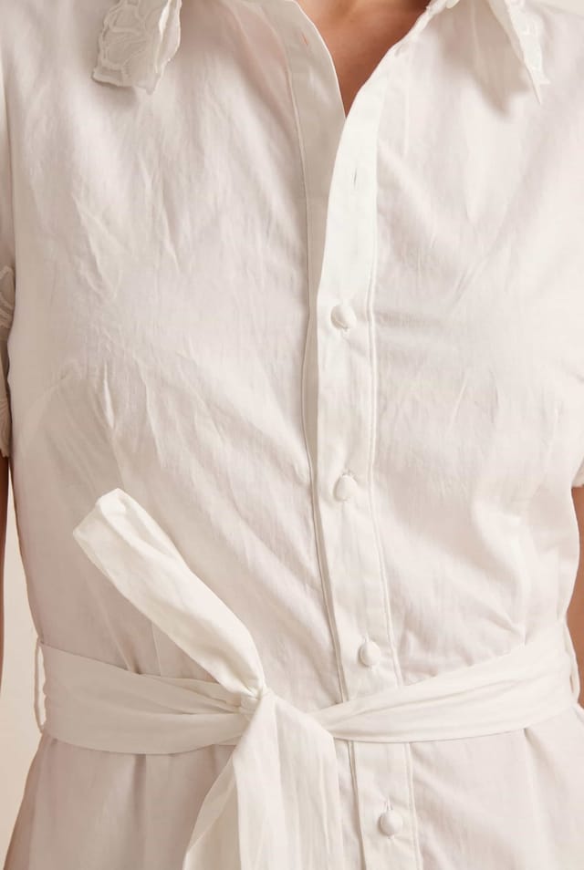 Style Cheat Style Cheat Women's Laser Cut Shirt Dress in white - 3