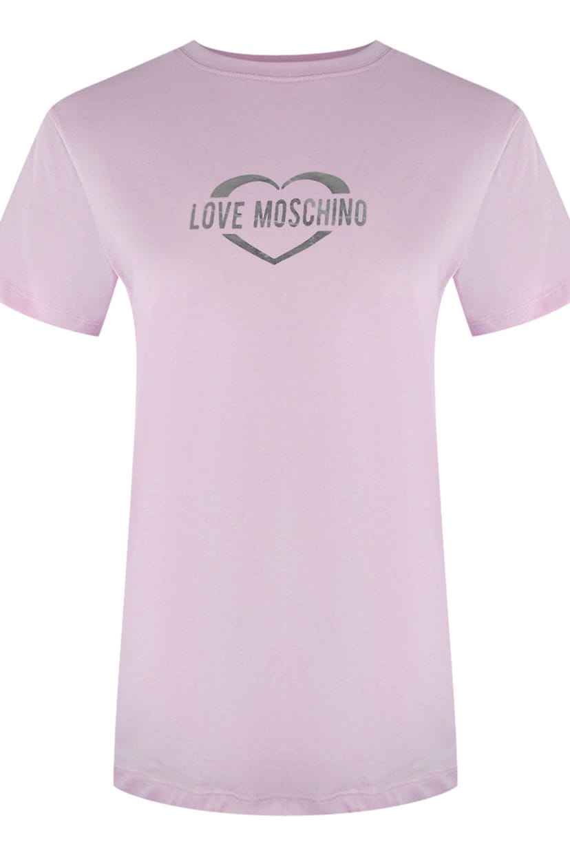 Love Moschino Love Moschino Women's Short Sleeve Round Slim Fit T-shirt in Lilac - 1