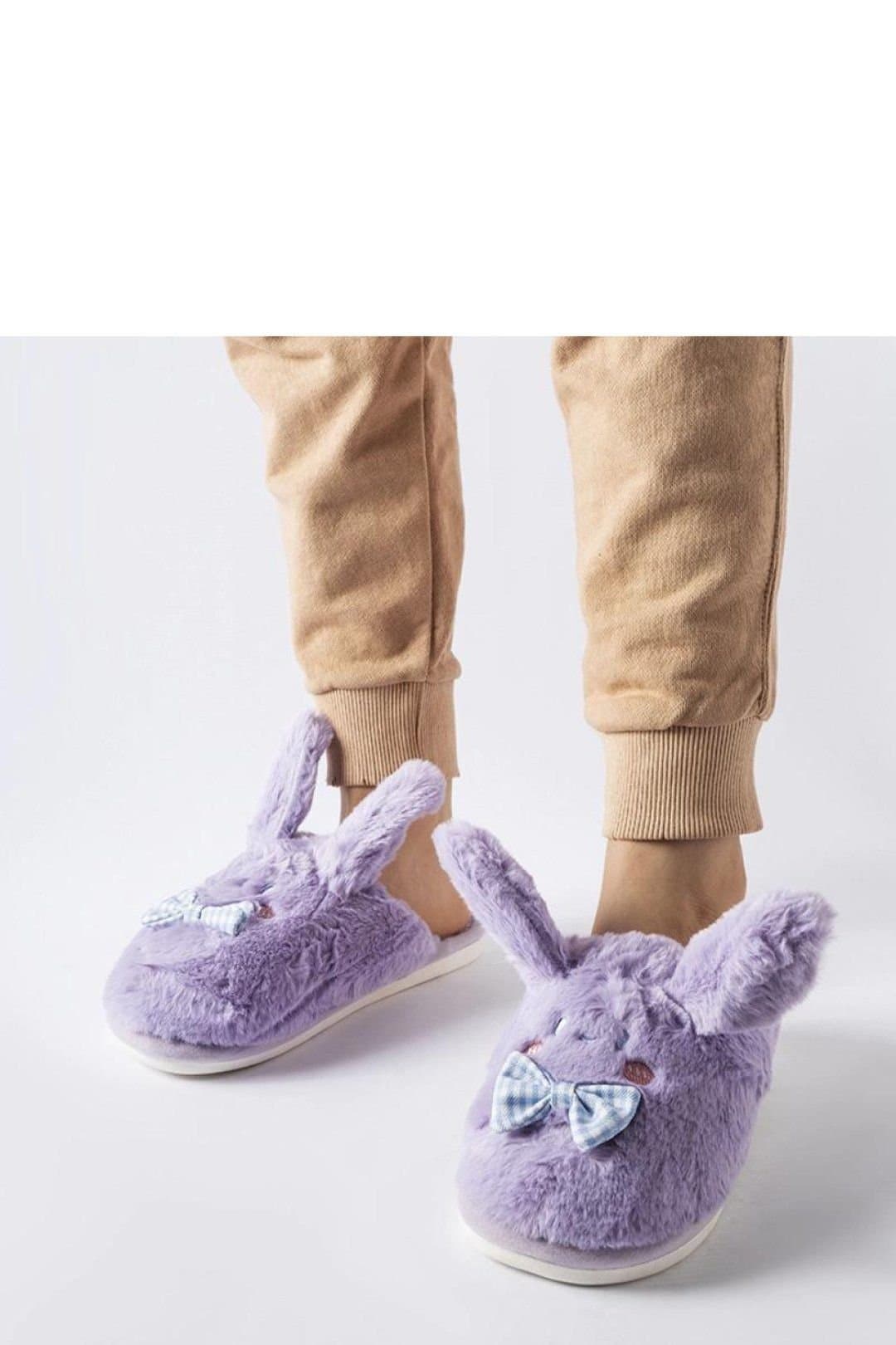 Love Lace Love Lace Women's Kanin Slippers with Ears & Bow Round Toe Rubber Winter in Purple