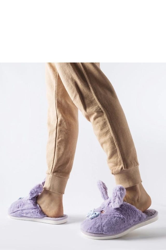 Love Lace Love Lace Women's Kanin Slippers with Ears & Bow Round Toe Rubber Winter in Purple - 3