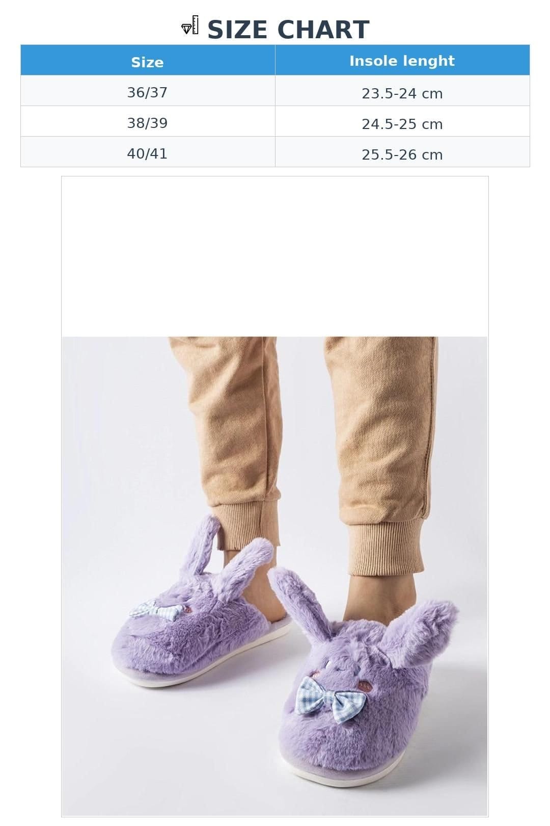 Love Lace Love Lace Women's Kanin Slippers with Ears & Bow Round Toe Rubber Winter in Purple - 4