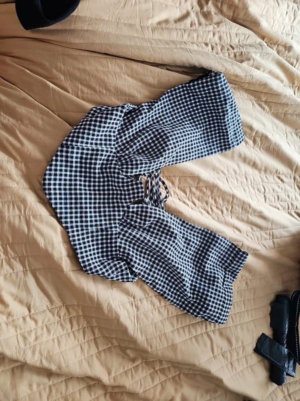 ASOS Asos padded shoulder checked corset top size 8