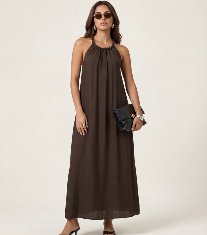 Urban Bliss Women's Brown Braided Neck Trim Maxi Dress Urban Bliss New Look - 1