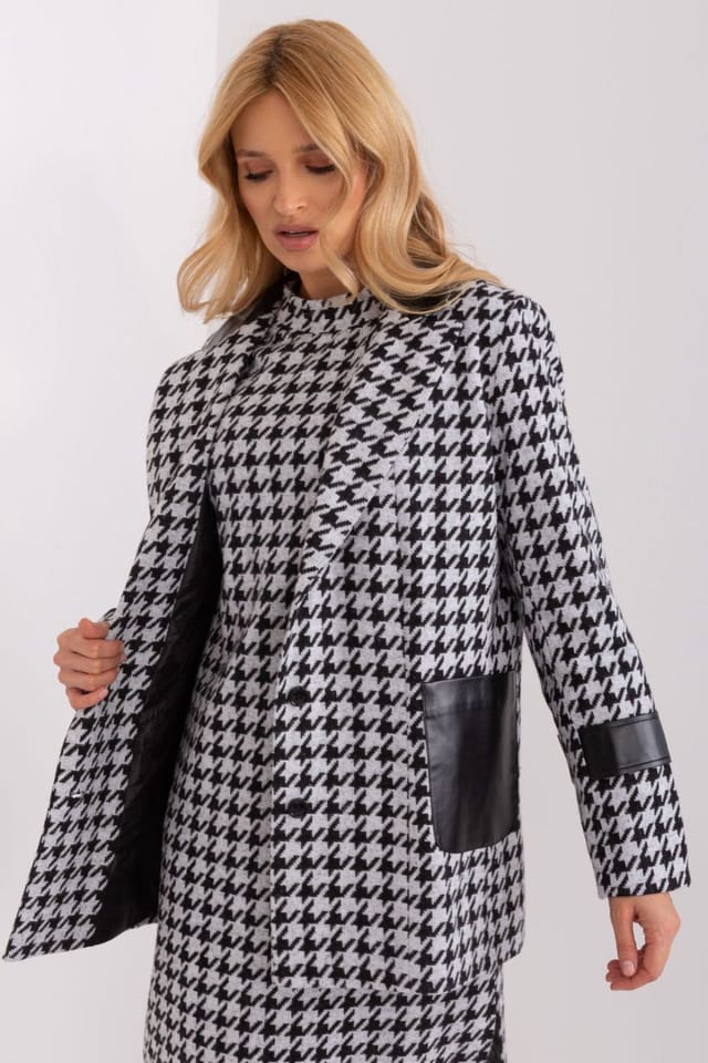Love Lace Love Lace Women's Peplite Lined Collar Button Jacket with Pockets in Black - 2