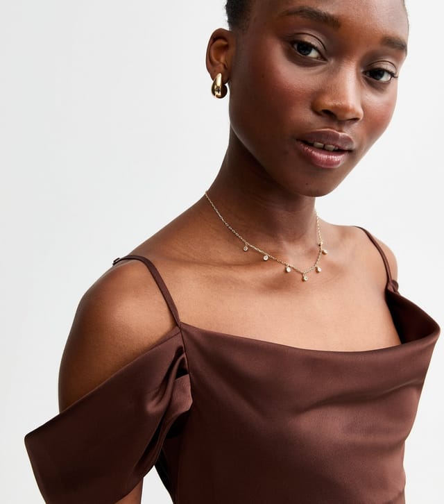 New Look Gold Tone Diamanté Charm Necklace New Look - 2