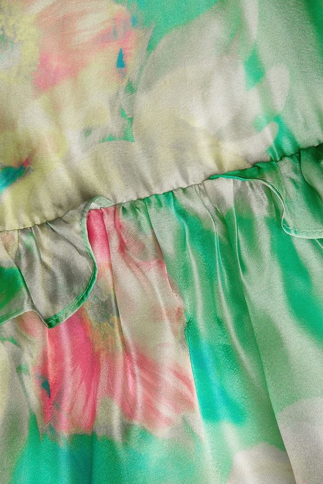 Monsoon Monsoon Women's Blurry Floral Organza Ruffle Dress Green - 3