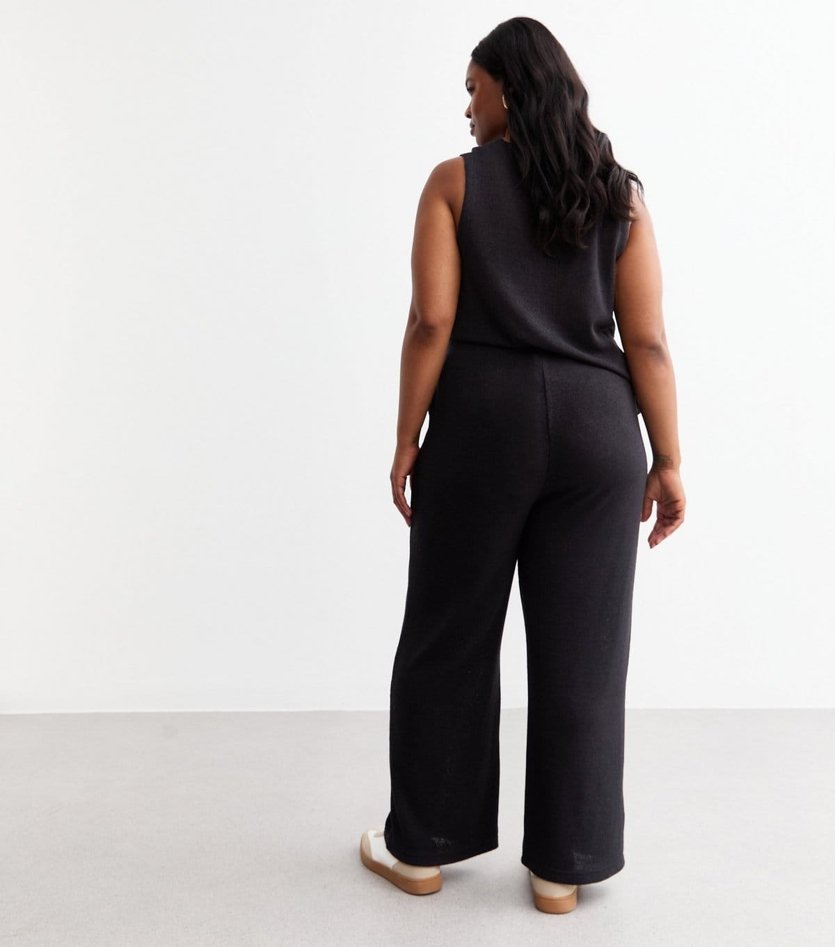 New Look Women's Plus Size Black Soft Touch Wide Leg Trousers Curves New Look - 4