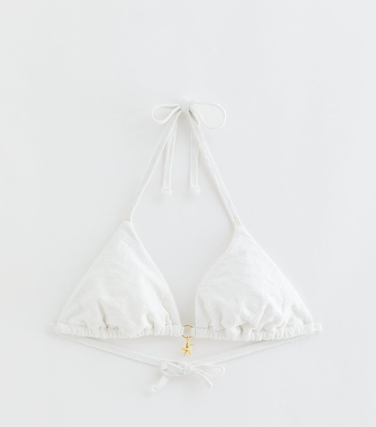 New Look Women's White Starfish Jacquard Triangle Bikini Top New Look