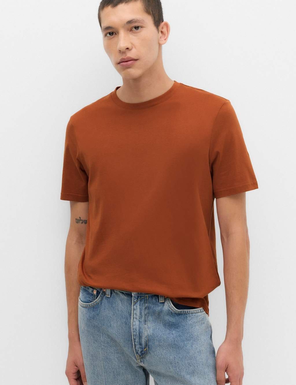 M&S Henna Cotton Crew Neck T-Shirt