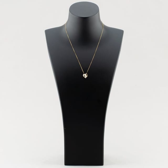 T.H.Baker T.H.Baker Women's 9ct Yellow Gold Brilliant Cut Diamond Curved Heart Necklace P813/04C-10 - 2