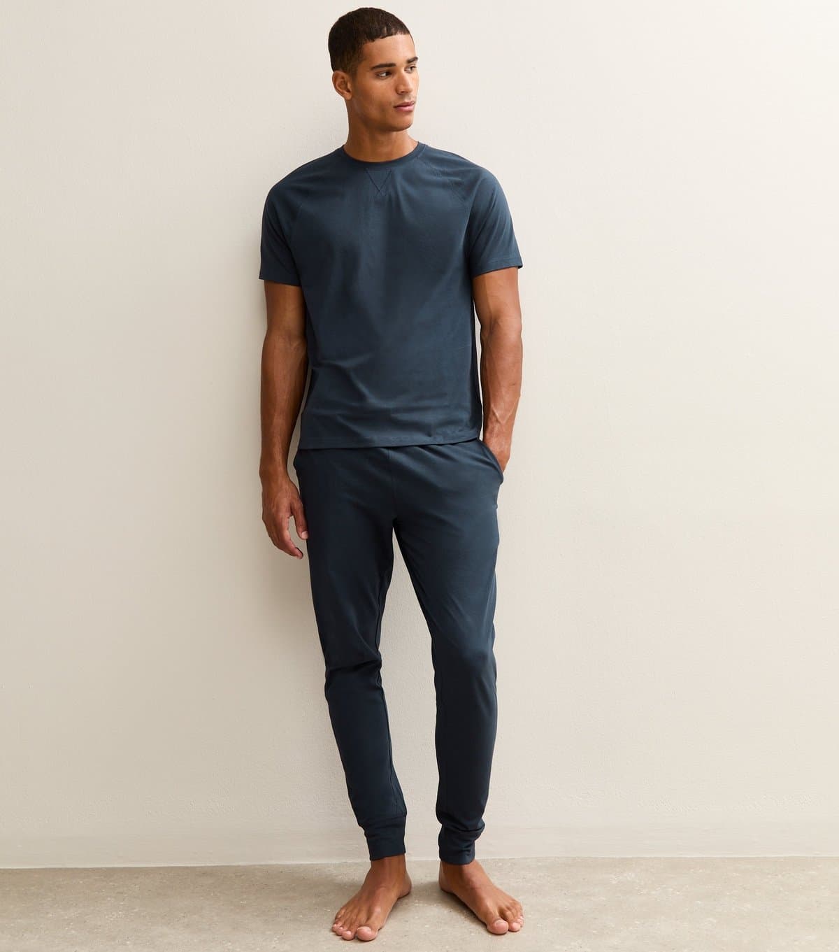 New Look Men's Navy Short Sleeve Top & Joggers Pyjama Set New Look