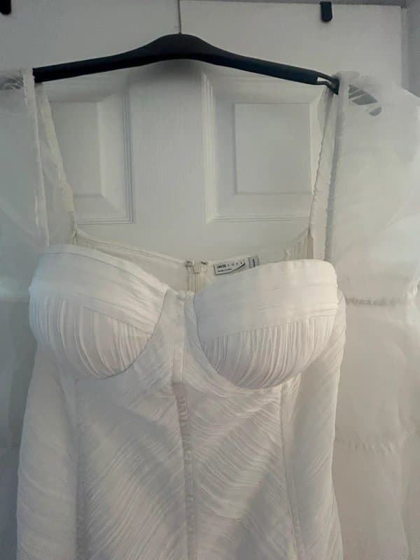 ASOS ASOS Luxe white dress with chiffon sleeves and bow detail