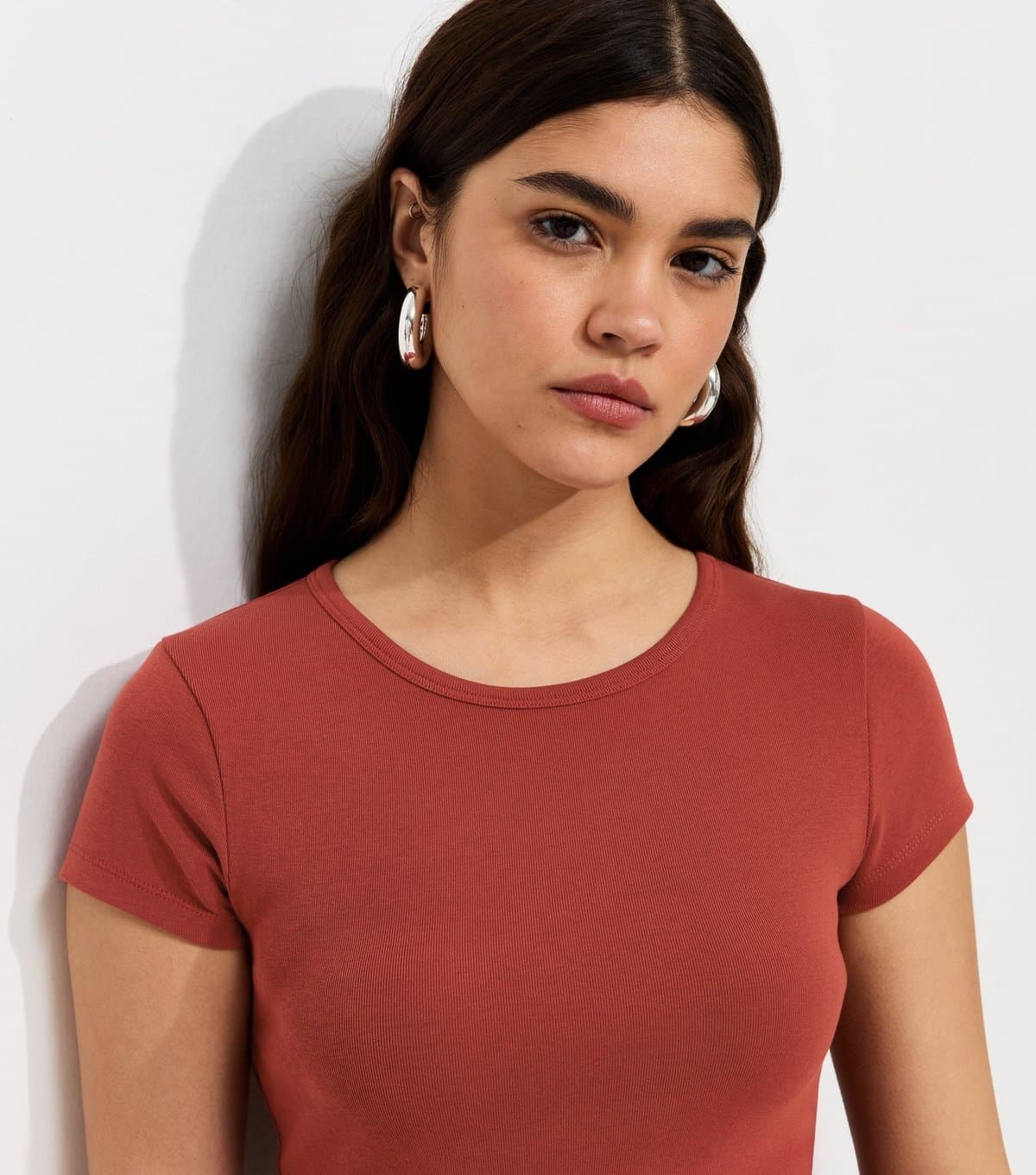 New Look New Look Dark Red Cotton-Rich Baby Tee
