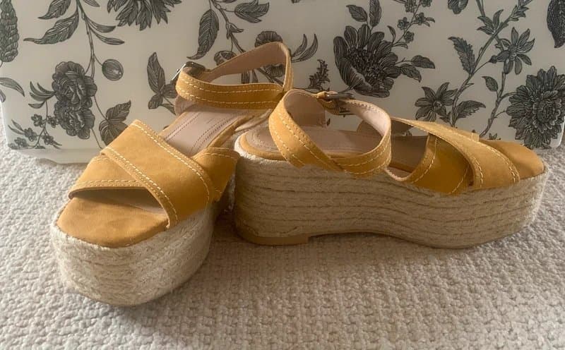 Bershka Bershka - Mustard Yellow - Platform Espadrille Sandals - Size 5