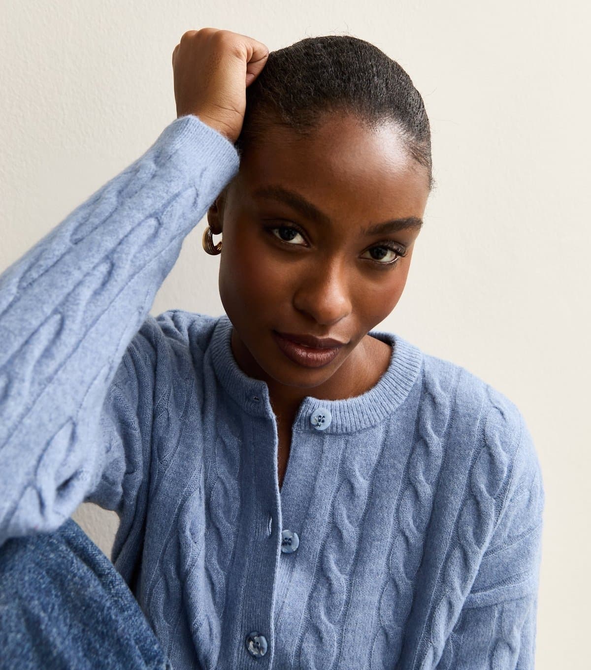 New Look Women's Mid Blue Cable Knit Cardigan New Look