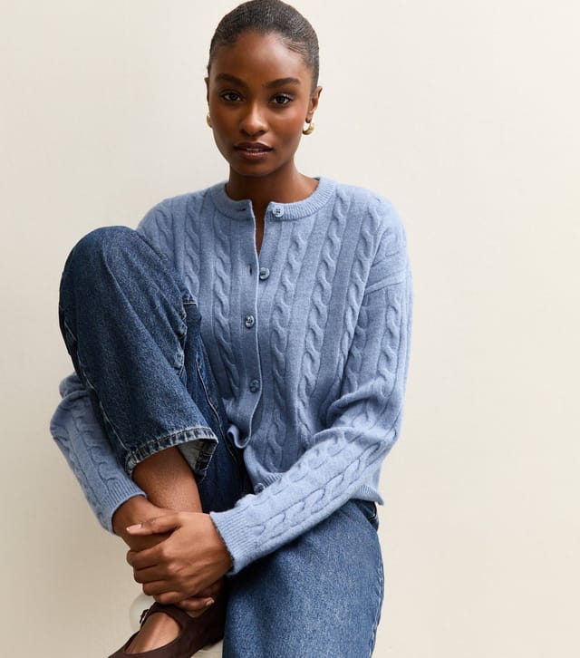 New Look Women's Mid Blue Cable Knit Cardigan New Look - 3
