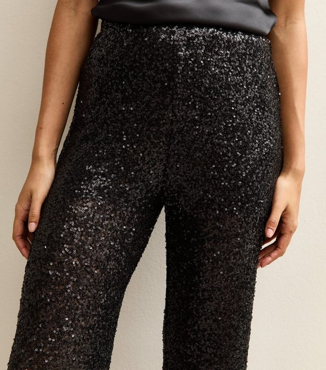 New Look Women's Black Sequin Wide Leg Trousers New Look - 2