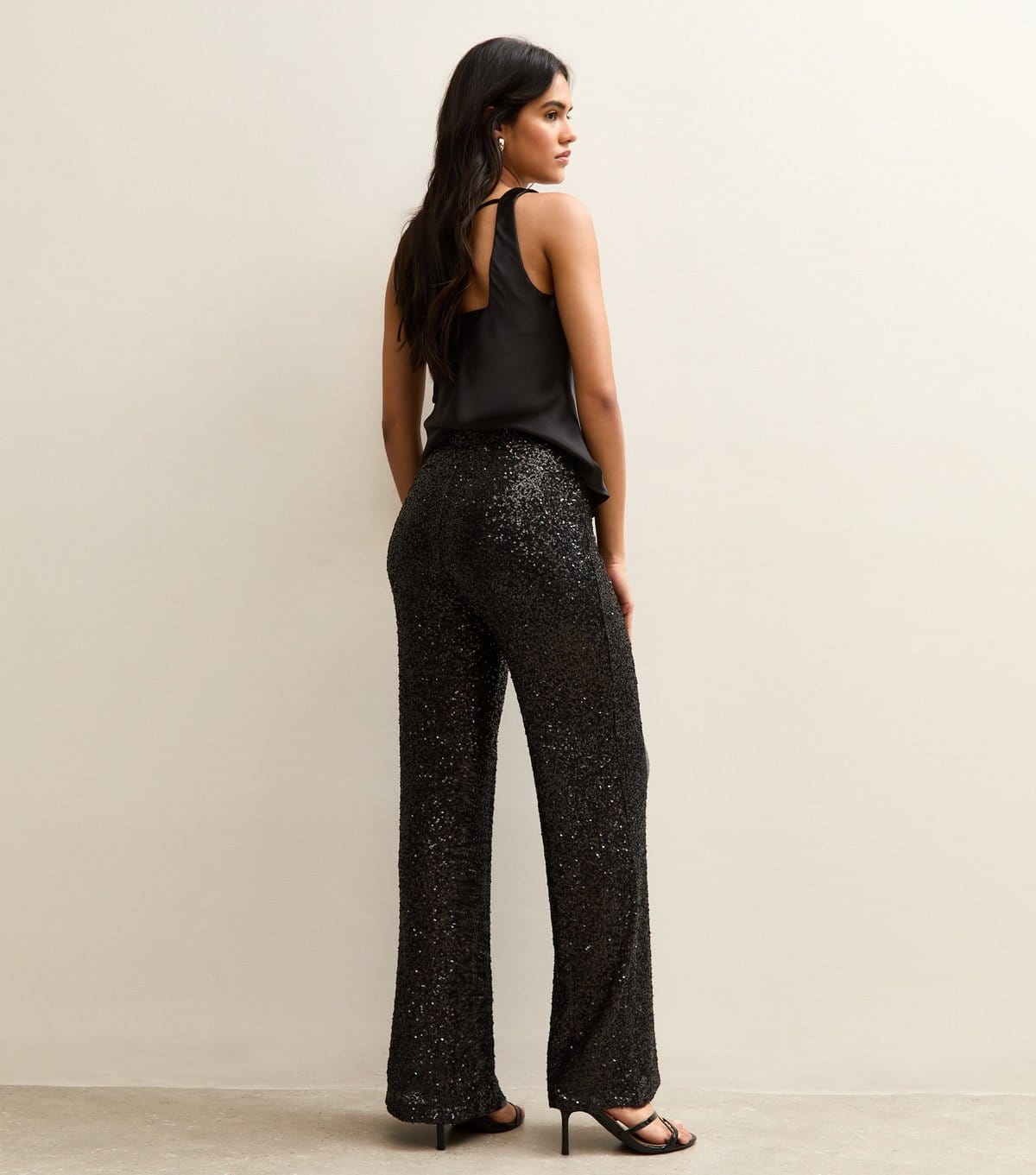 New Look Women's Black Sequin Wide Leg Trousers New Look - 4
