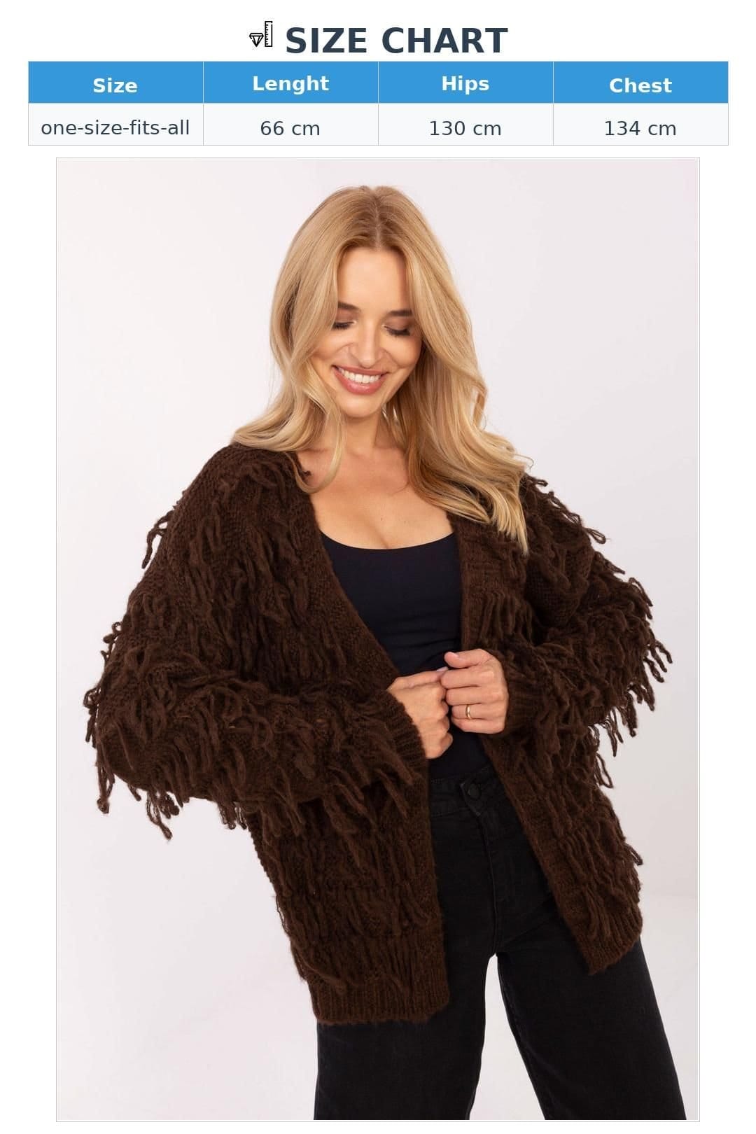 Love Lace Love Lace Women's Boho Fringe Open Front Textured Cardigan in Brown - 4