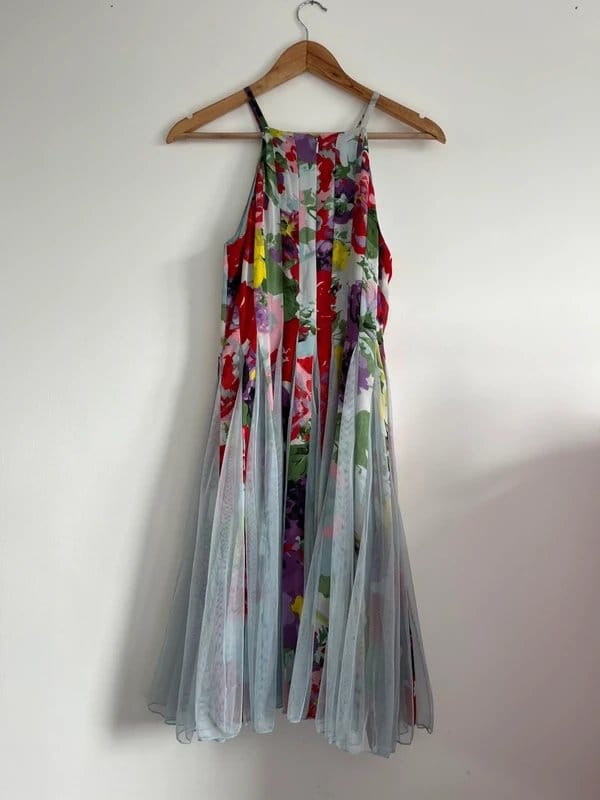 ASOS Floral Midi Dress with Tulle Overlay – UK 8
