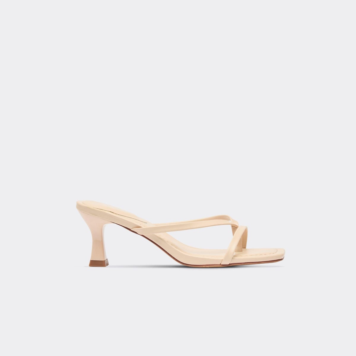 EGO Sander Strappy Low Heeled Mule In Nude Faux Leather, Women's Size UK 3 - 1