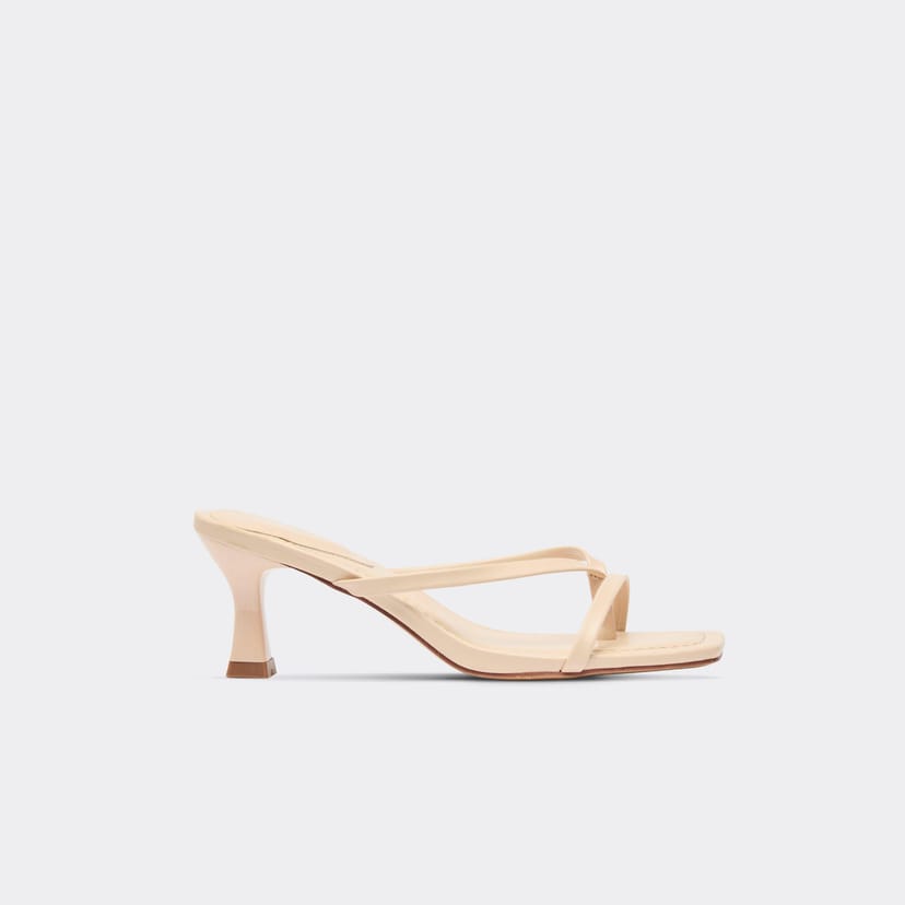 EGO Sander Strappy Low Heeled Mule In Nude Faux Leather, Women's Size UK 3 - 1