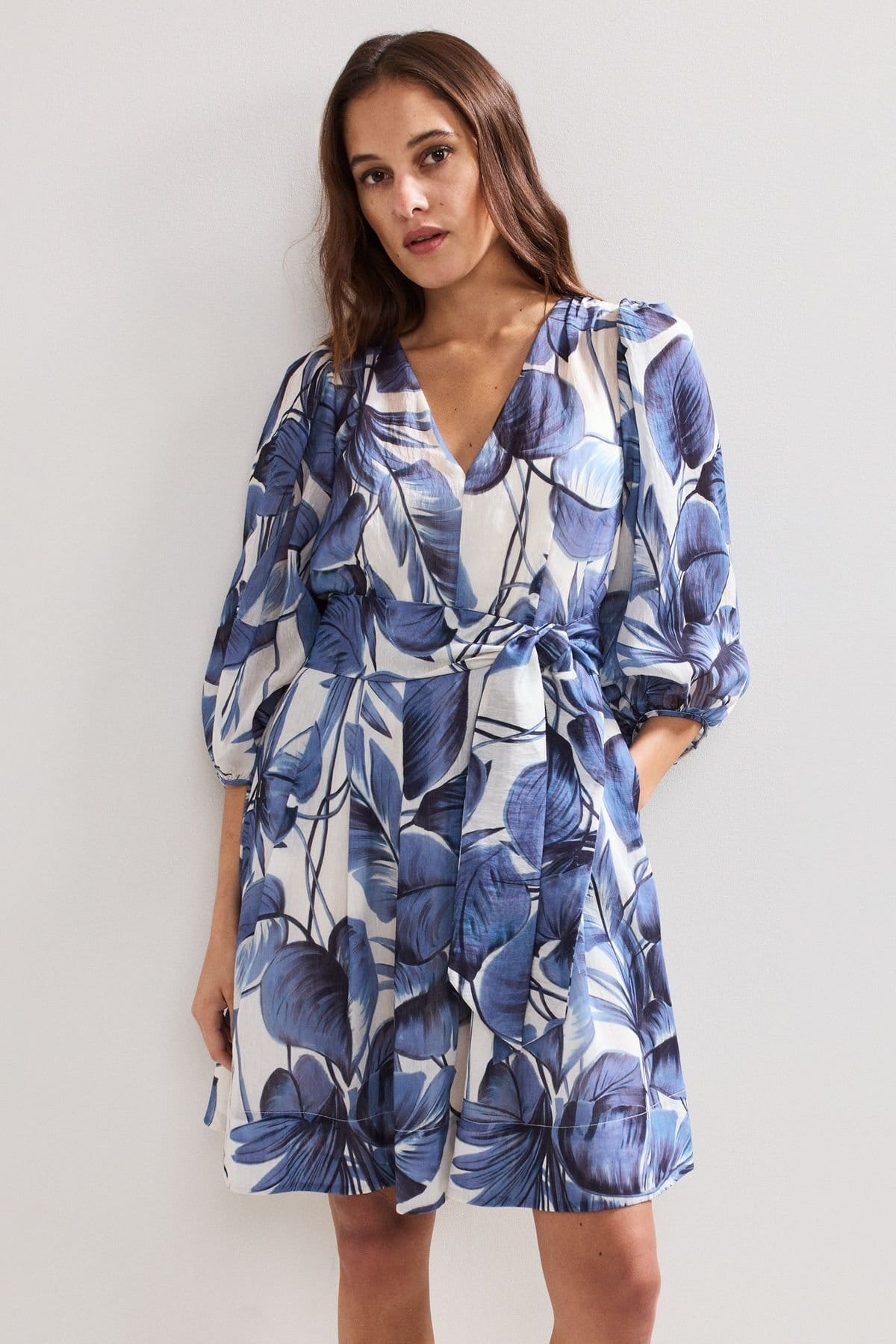 Phase Eight Blue Floral Print Mini Dress