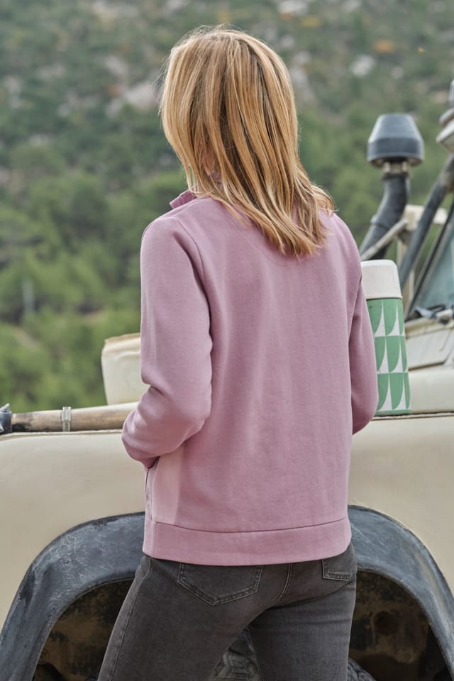 WoolOvers WoolOvers Women's Cedar Colourblock Contrast Full Zip Sweatshirt in Purple - 3