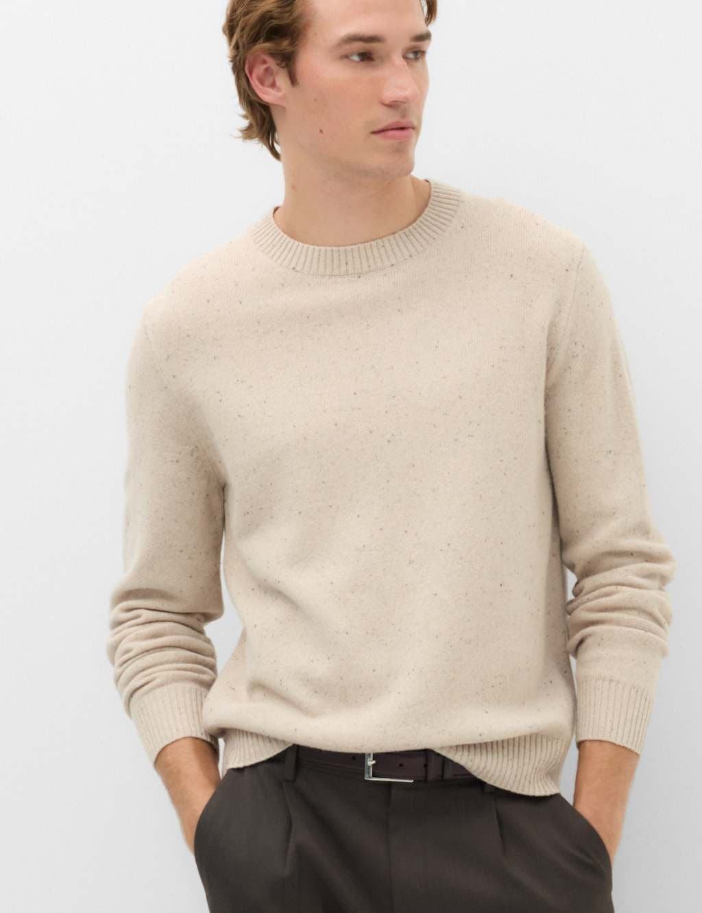 Marks & Spencer M&S Pure Lambswool Crew Neck Jumper Neutral