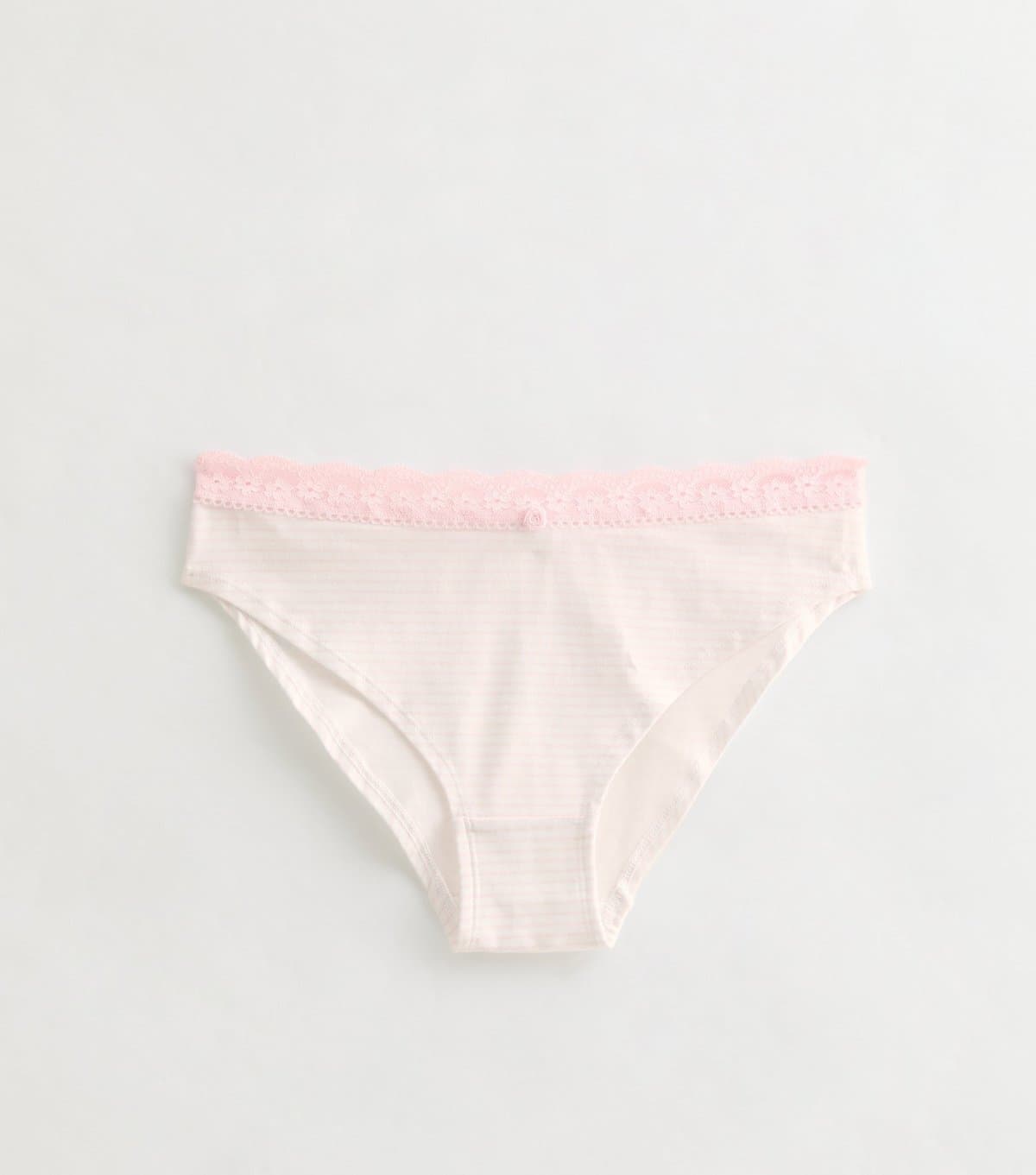 New Look Girls' Pink Striped Lace Top Briefs New Look