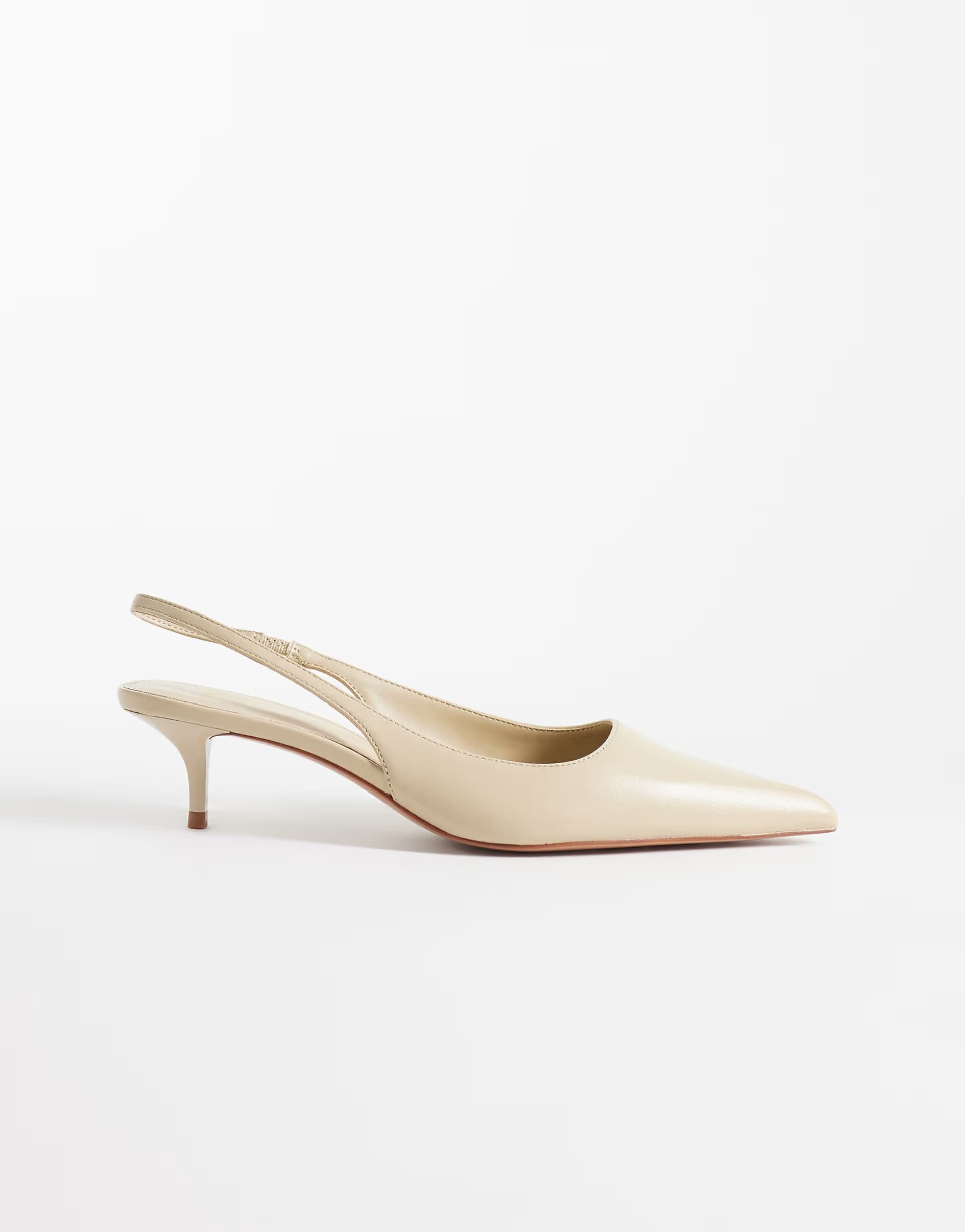 ASOS ASOS Ecru Leather Heeled Slingback Shoes