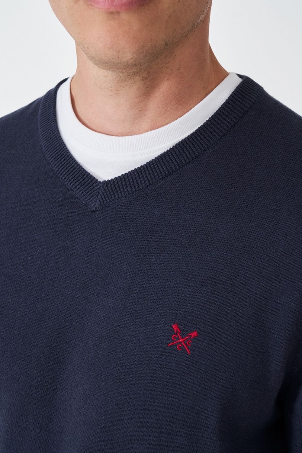Crew Clothing Crew Clothing Men's Cotton Vee Dark Navy - 3