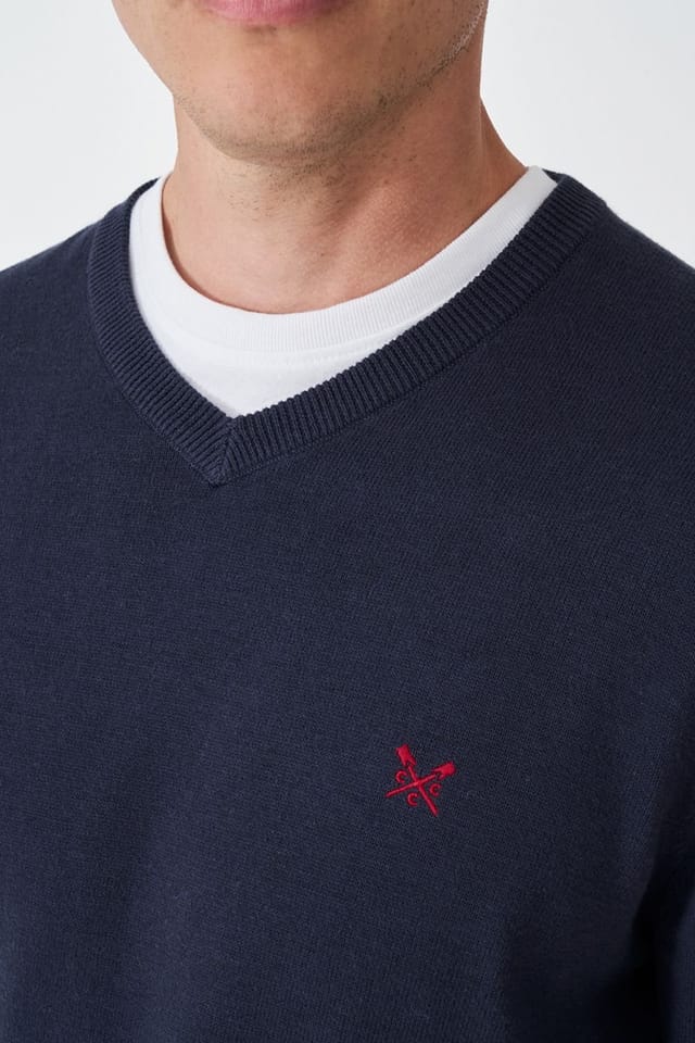 Crew Clothing Crew Clothing Men's Cotton Vee Dark Navy - 3