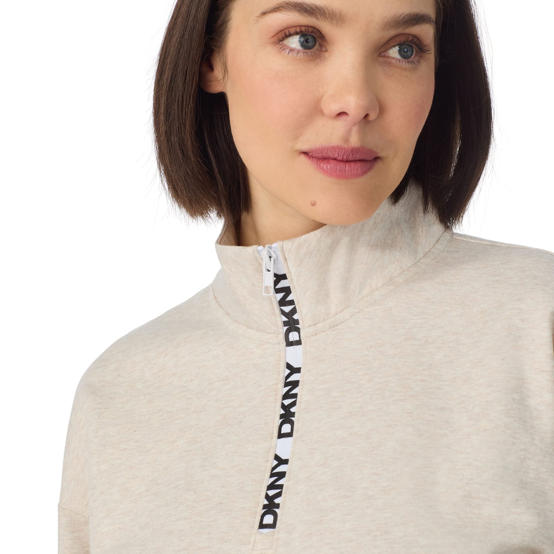 DKNY DKNY Women's Long sleeve top & boxer pyjama set in quill heather in Beige - 4