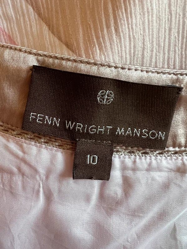 Fenn Wright Manson Fenn Wright Manson Womens Baby Pink Mocha Silk Long Sleeve Occasion Dress UK 10