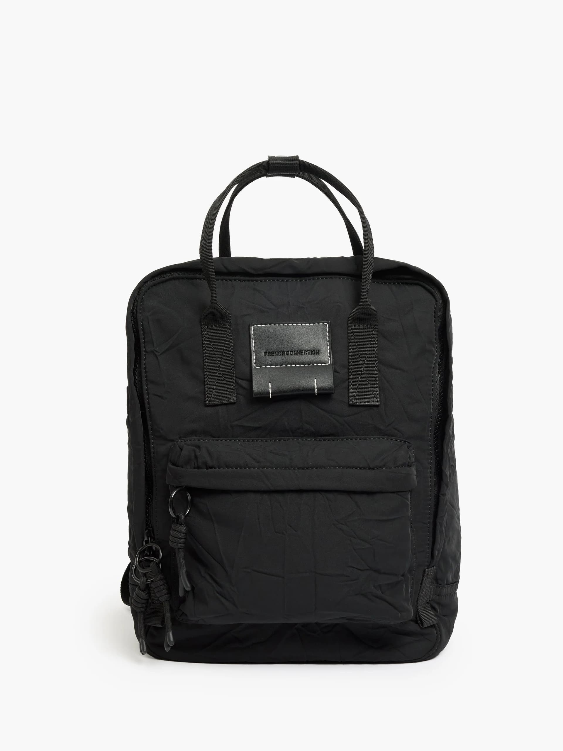 French Connection Black Crinkle Backpack Black