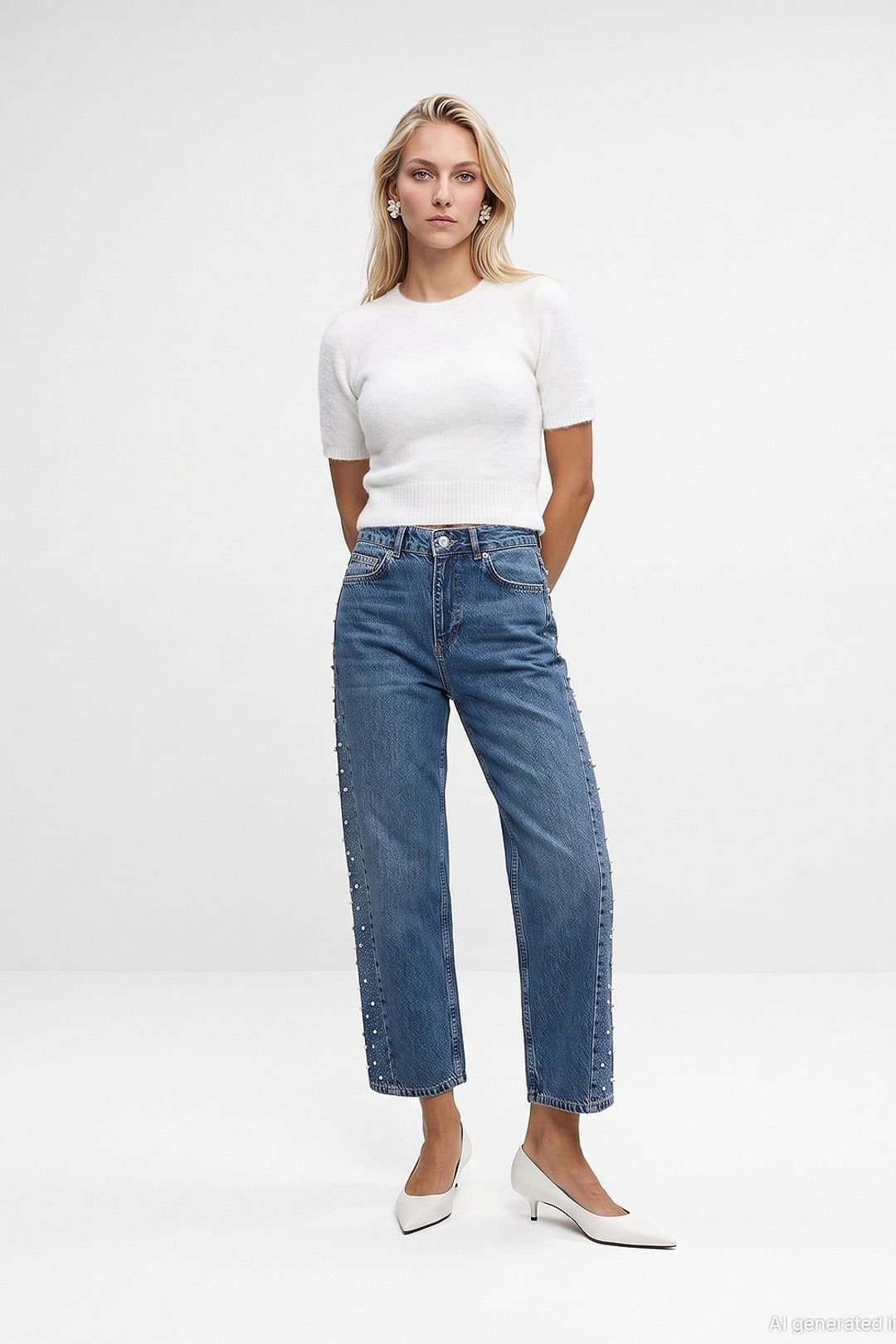 Dilvin Dilvin Women's Cotton Jeans in Mid Blue