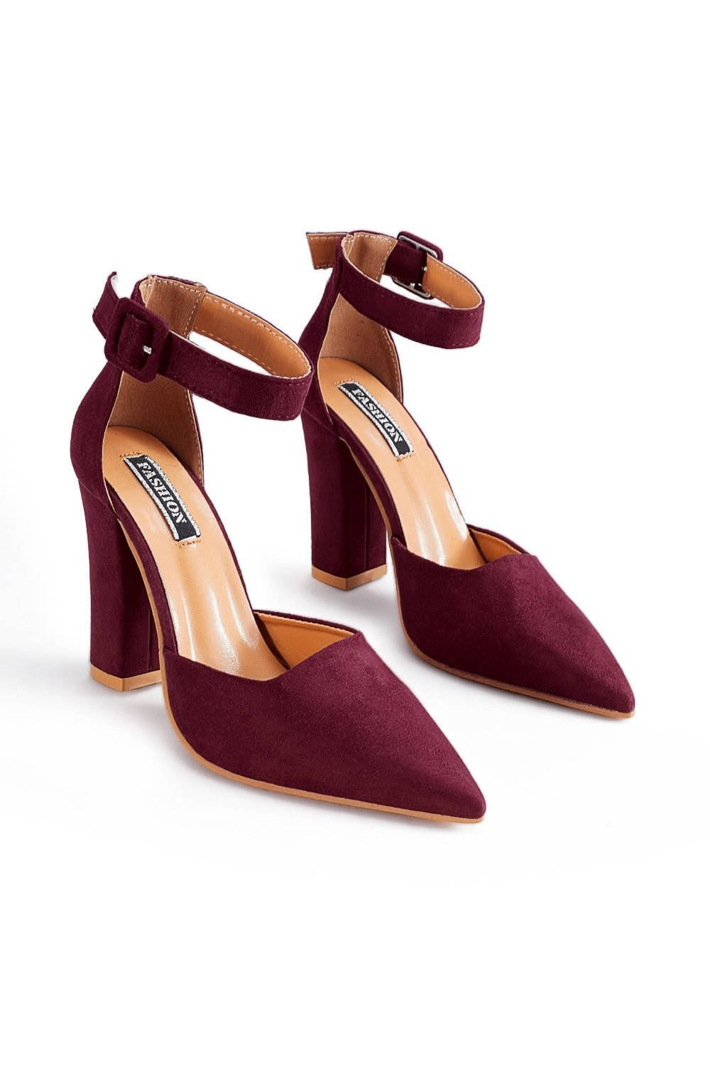 MODISHION MODISHION Women's Pointed Toe High Heel Pumps Court Shoes in Wine - 3