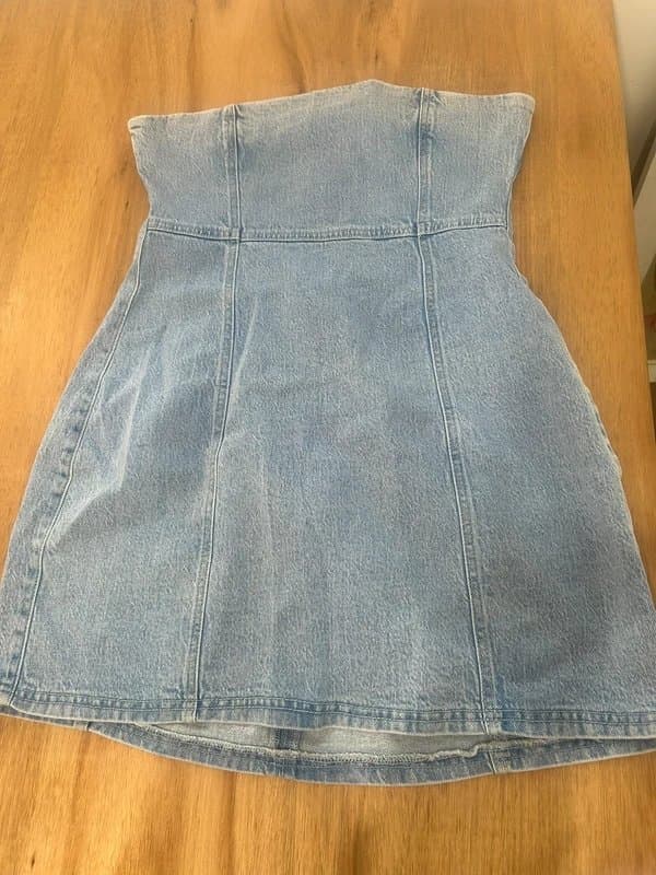 ASOS ASOS mini strapless denim blue dress