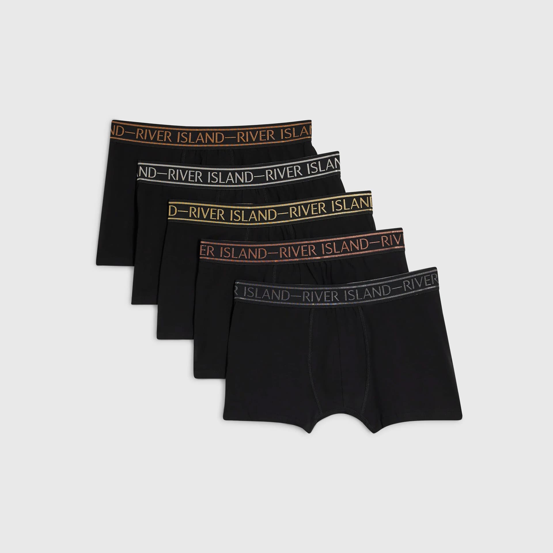 River Island Mens River Island Black Metallic Tipped Pack Of 5 Trunks