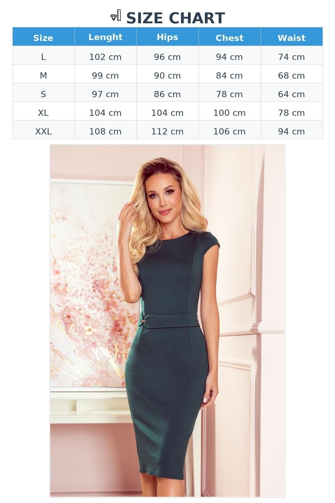 Love Lace Love Lace Women's Belted Short Sleeve Midi Dress Bottle Green in Dark Green - 4