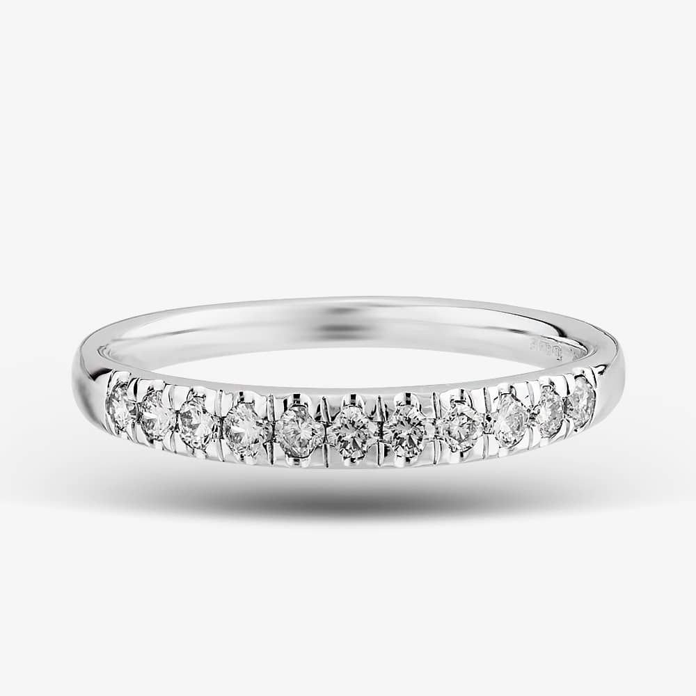 T.H.Baker T.H.Baker Women's 9ct White Gold 0.33ct Diamond Pave Set Half Eternity Ring in Silver - 2