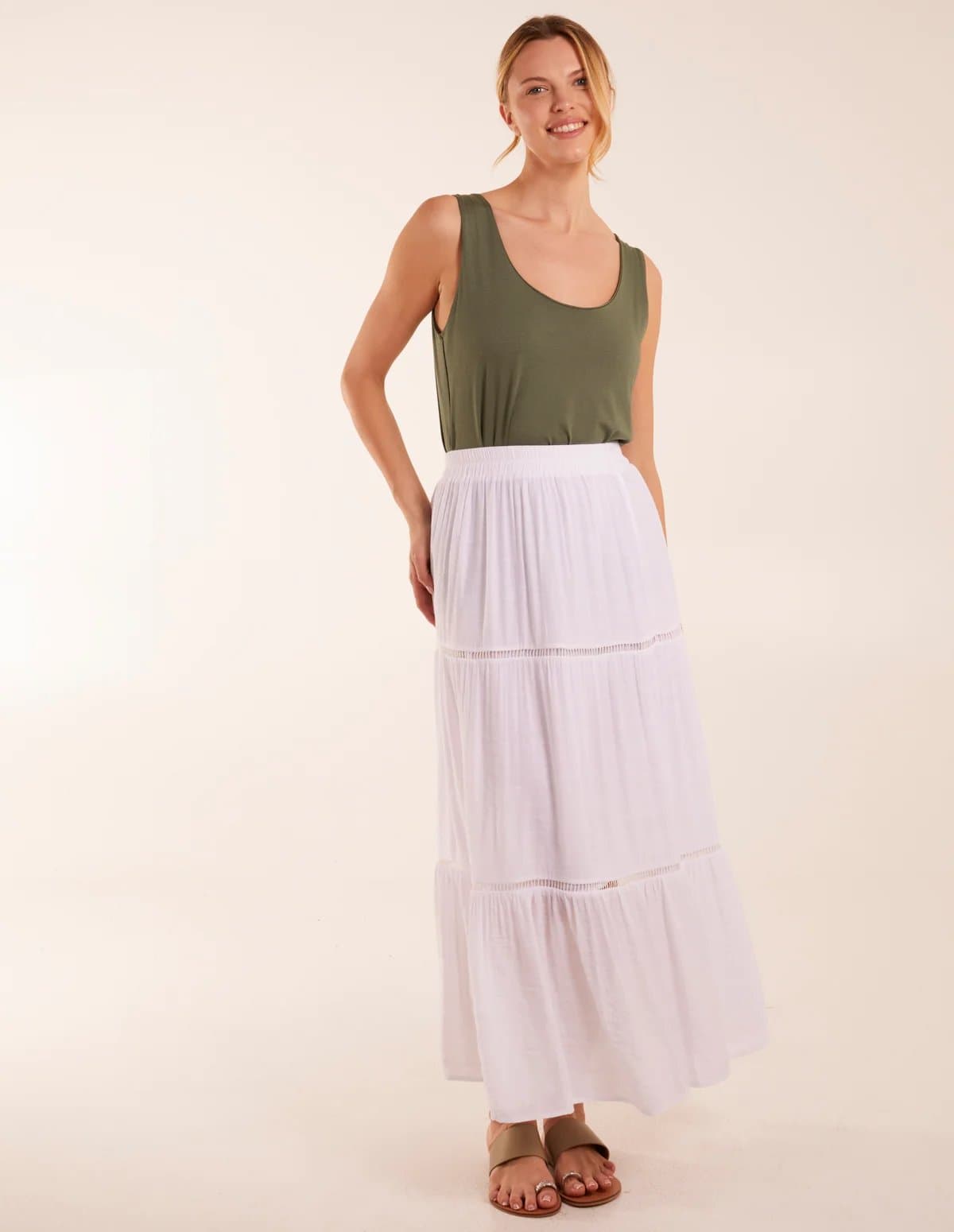 Blue Vanilla Ladder Trim Maxi Skirt