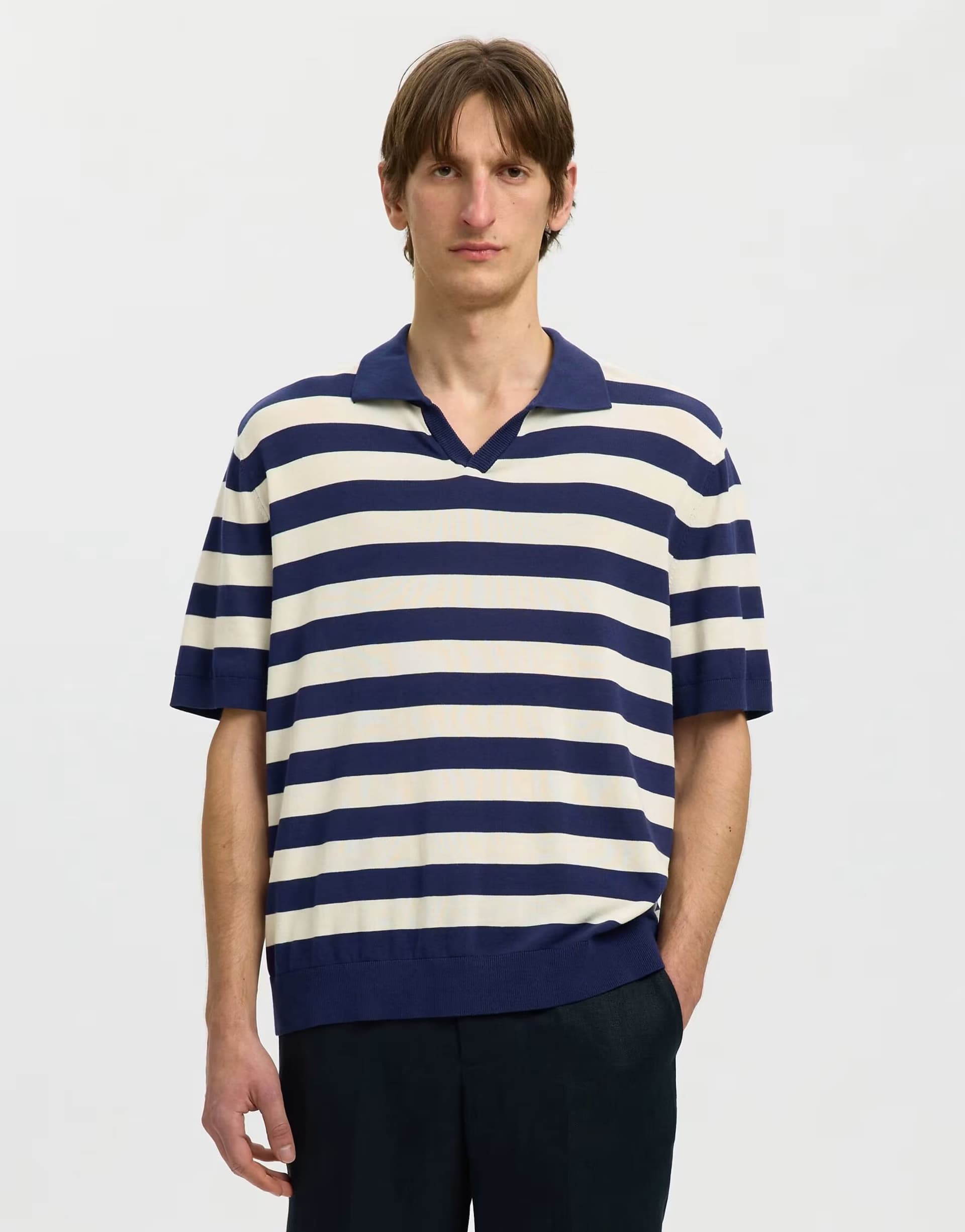 ASOS Selected Polo shirt in ocean cavern