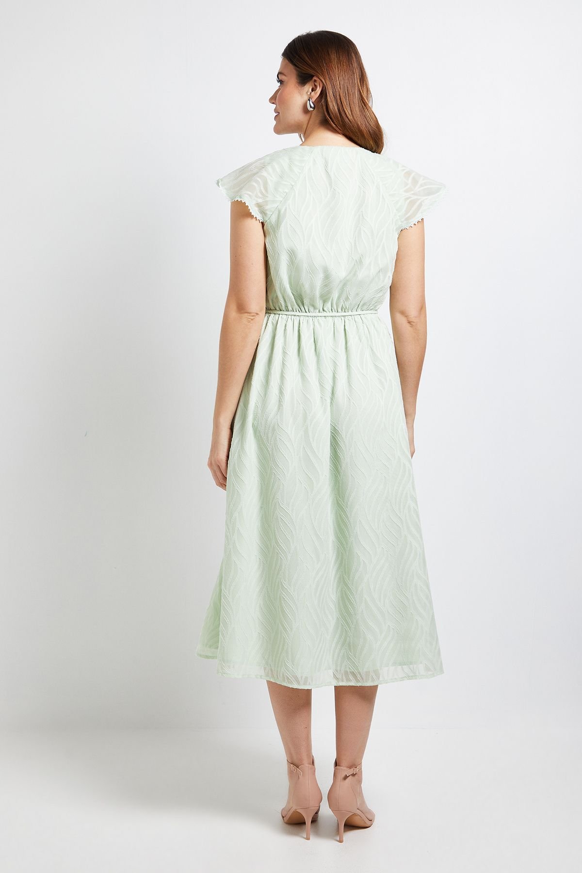 Wallis Wallis Women's Floral Burn Out Ruffle Midi Dress in Mint - 3