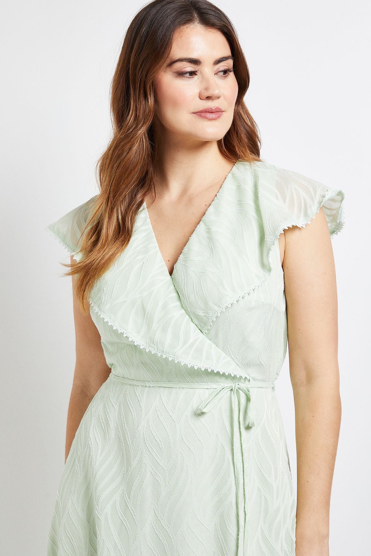 Wallis Wallis Women's Floral Burn Out Ruffle Midi Dress in Mint - 4