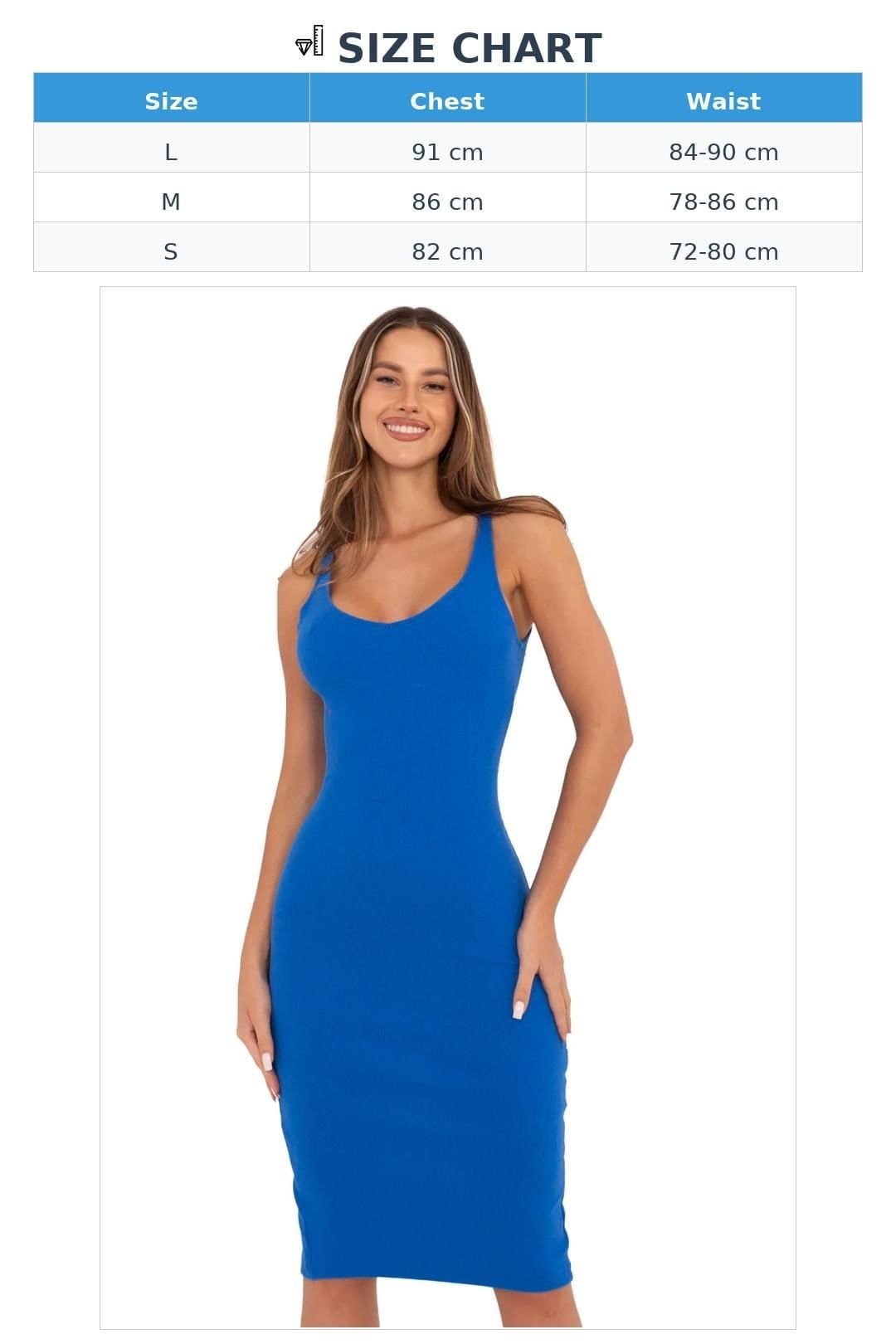 Love Lace Love Lace Women's Striped Midi Pencil Dress with Spaghetti Straps in Blue - 4