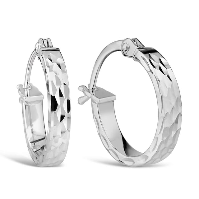 Fraser Hart Fraser Hart Women's 9ct White Gold Diamond Cut Hoop Earrings - 2