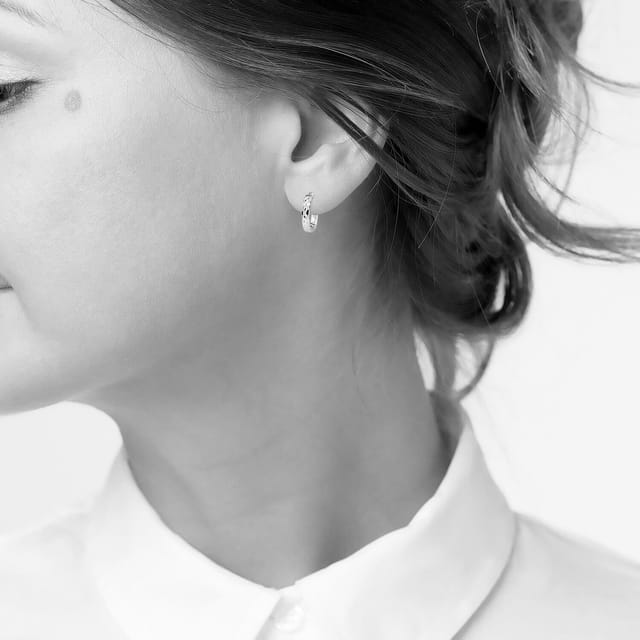 Fraser Hart Fraser Hart Women's 9ct White Gold Diamond Cut Hoop Earrings - 3