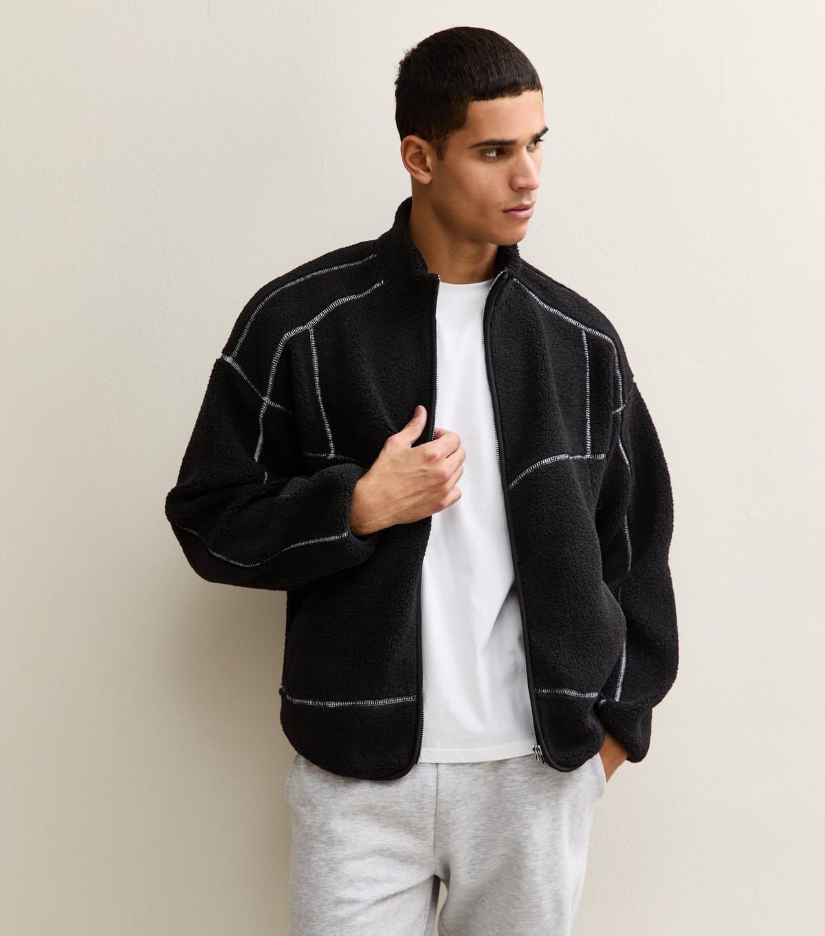 Only and Sons Only & Sons Black Fleece Zip-Up Jacket